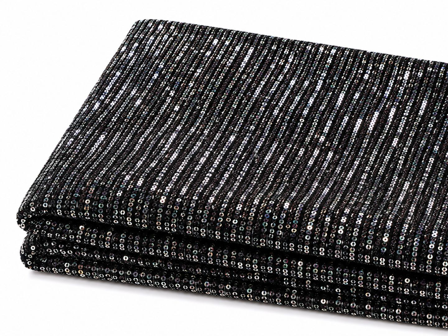 Black Stripe Sequin Fabric